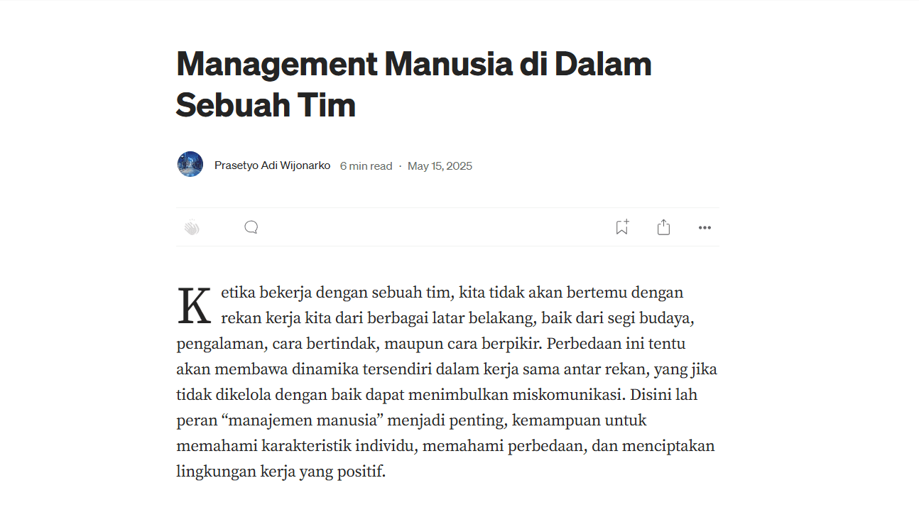 Management Manusia di Dalam Sebuah Tim