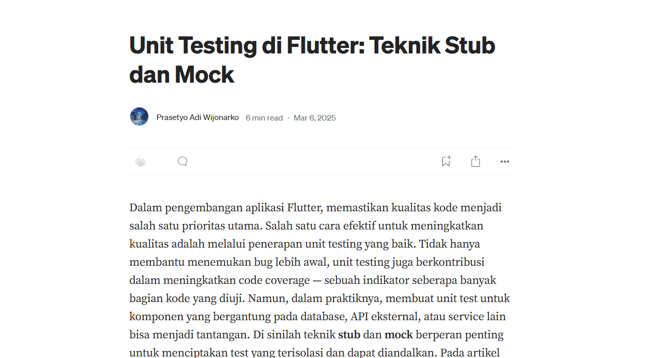 Unit Testing di Flutter: Teknik Stub dan Mock